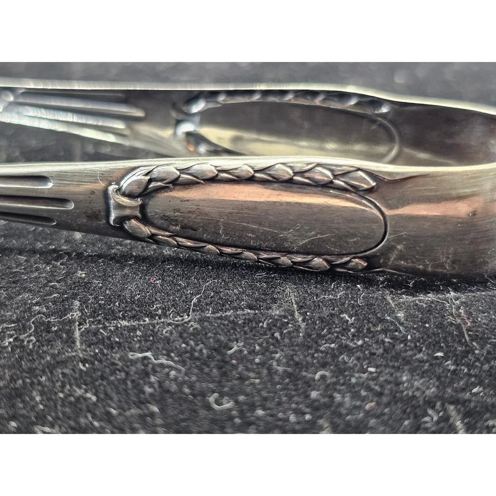 Korner & Proll Sugar Tongs 800 Silver Berlin‎ German 1880s Monogram MG Excellent